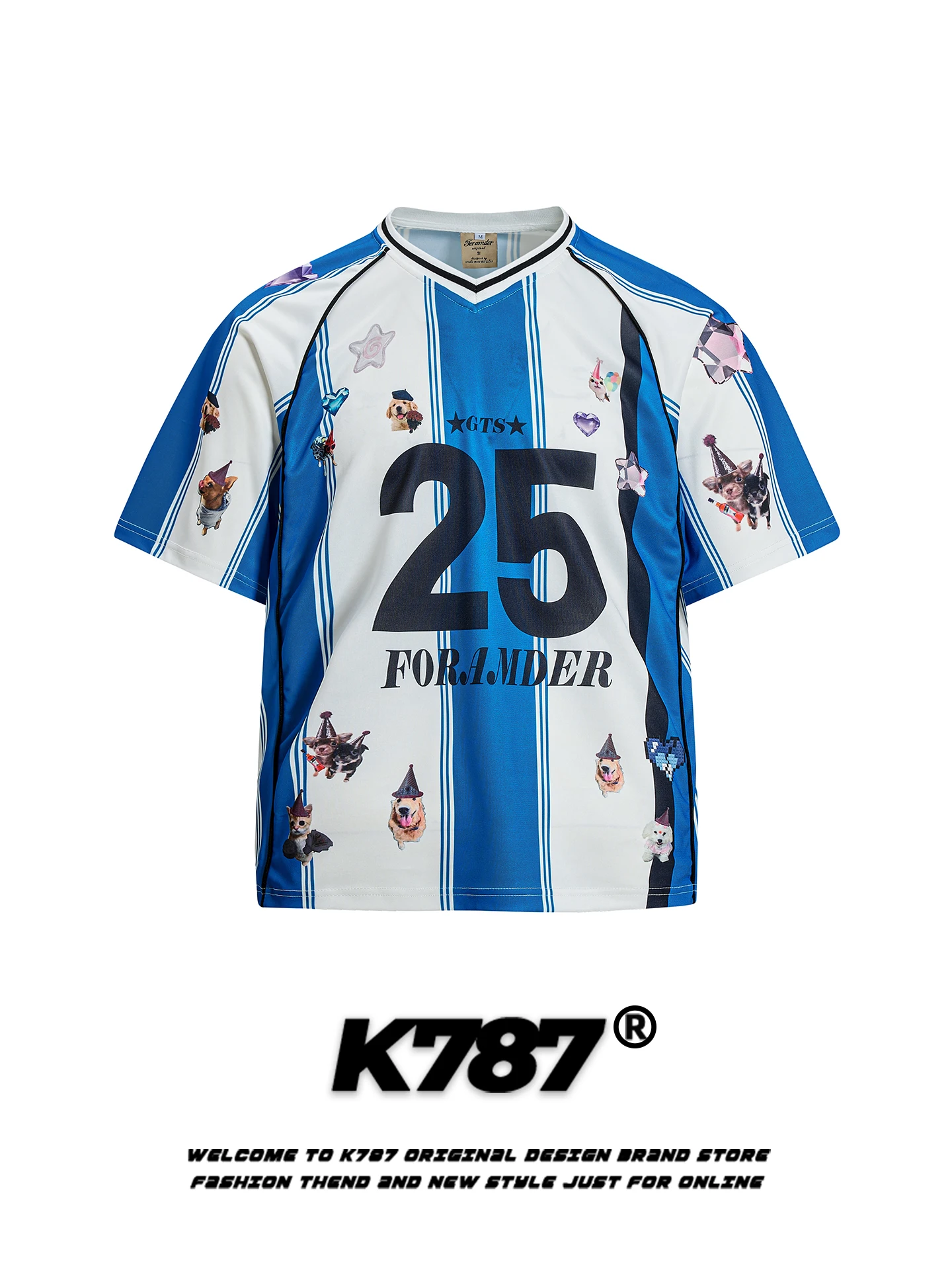 

Футболка K787 в американском ретро-стиле с мультяшным принтом собаки, спортивная, с коротким рукавом, в стиле Blokecore, для пар, для игры в мяч