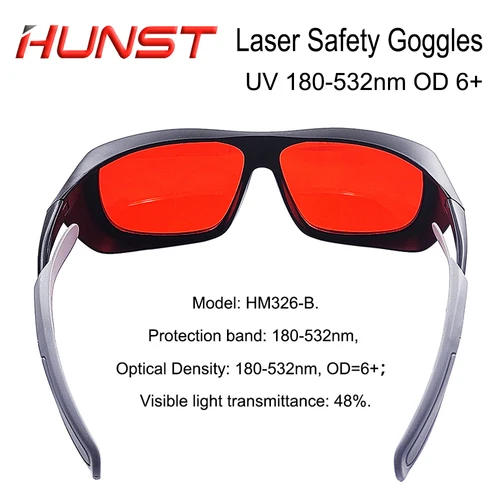 Imagen 2 del producto HUNST OD 6+ Gafas láser profesionales, gafas protectoras para láser UV de 355nm, láser azul de 450nm y láser verde de 520nm y 532nm