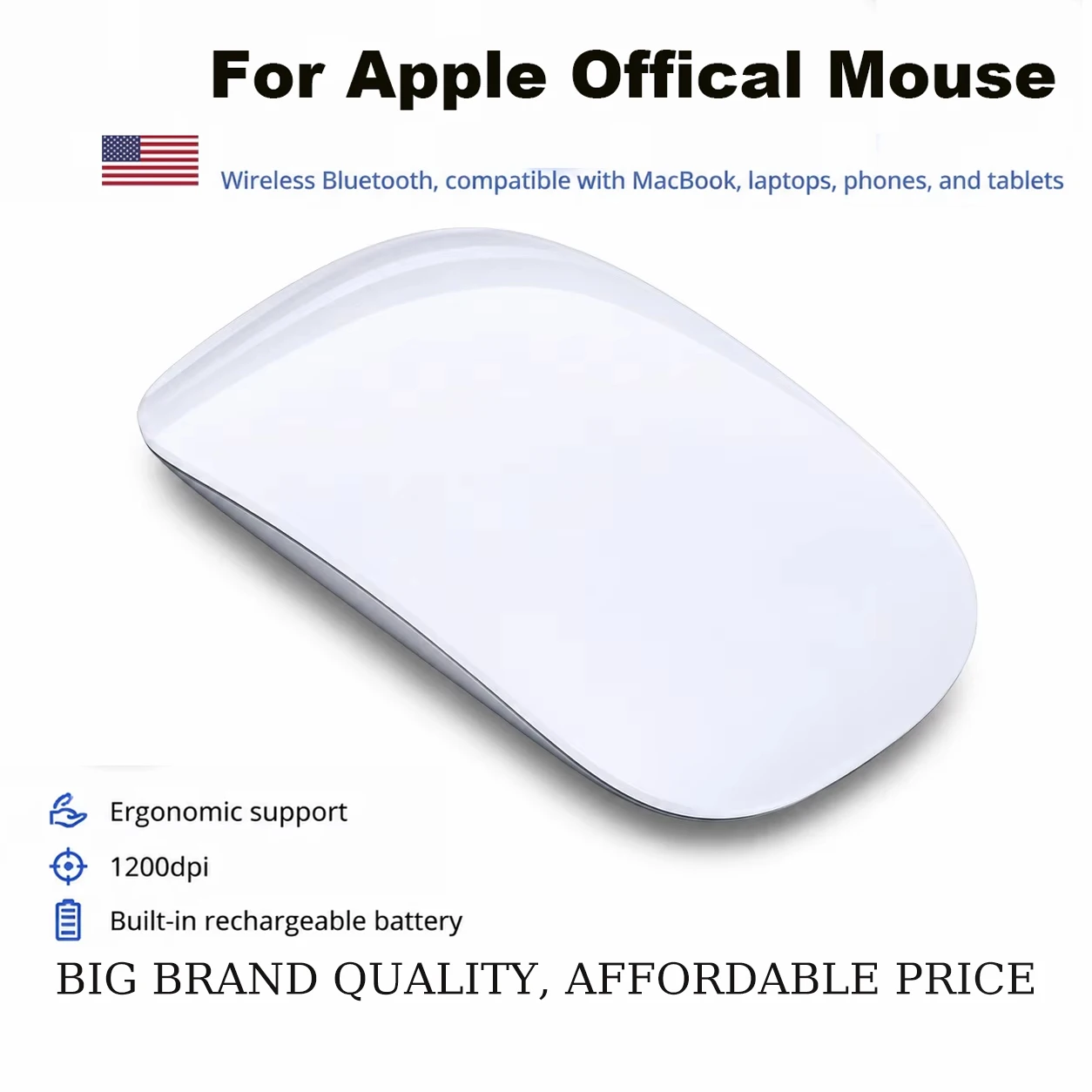Bluetooth Wireless Offical Mouse For Apple Slim Rechargeable Ergonomic Optical Mouse For Magic iPad Air/Pro PC MacBook Pro/Air