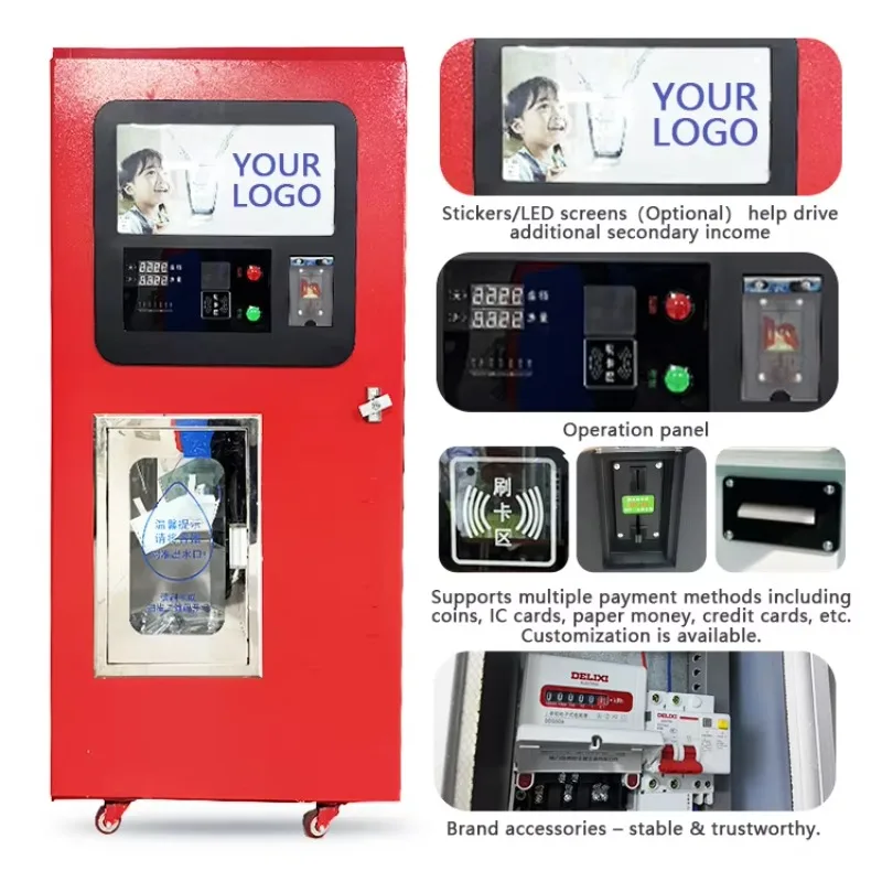 2026 New Purified Water Vending Machine Energy Saving UV Sanitation 24H Multi Pay for School Customized