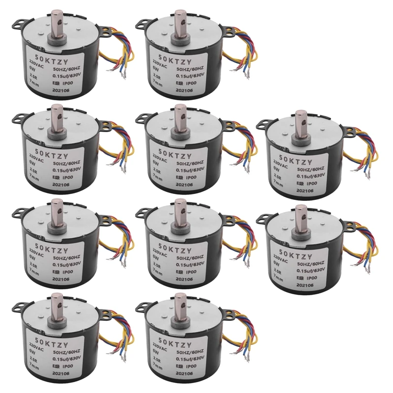 10X 50Ktyz Ac220v 10W 0.5A 2.5R/ Min Permanent Magnet Synchronous Motor Ac Gear Reduction Motor Cw / Ccw