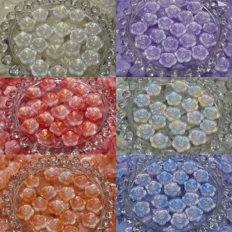 Retro Morning Glory Colorful Middle Hole Glass Beads Loose Spacer Beads Handmade For DIY Jewelry Making Bracelet Necklace Crafts