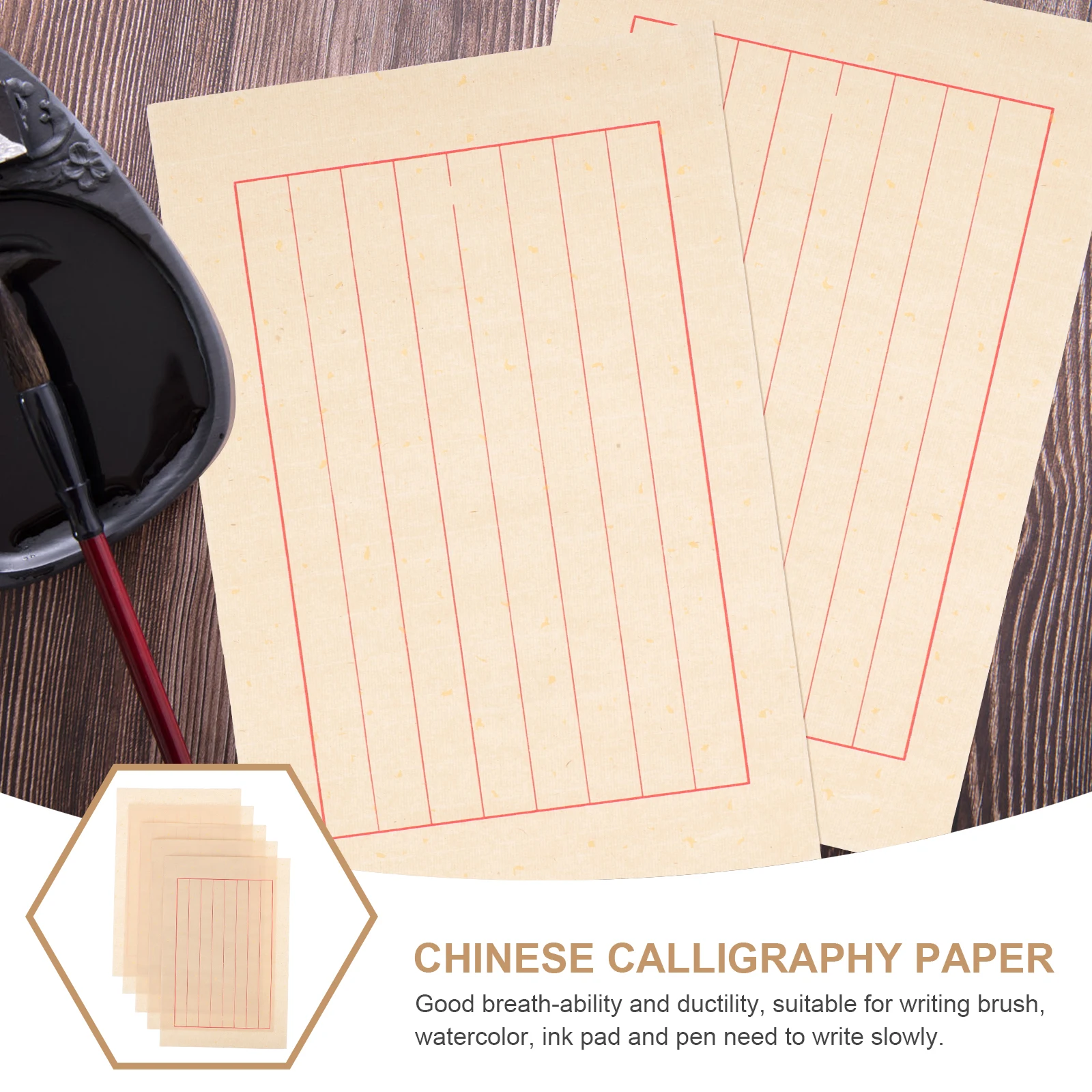 

50 Sheets Calligraphy Paper Xuan Rice Art Writing Desk Practice Smooth Professional Ink Use Ductile Watercolor Pen