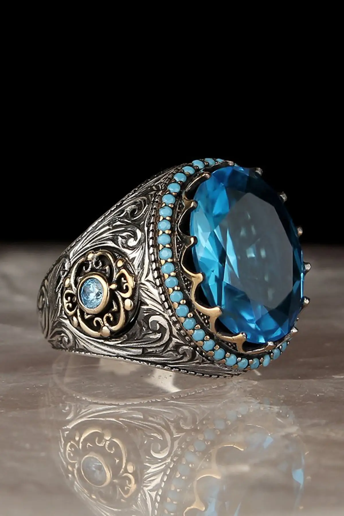 925 Sterling Silver Ring With Blue Topaz Stone Souvenirs For Men Design Fashion Rings Elegant Rings For You All Sizes