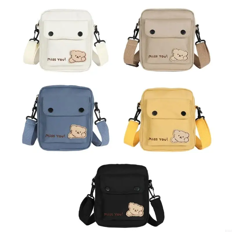 D46C Cartoon Bear Crossbody Bag for Women Small Bag Student Shoulder Bag