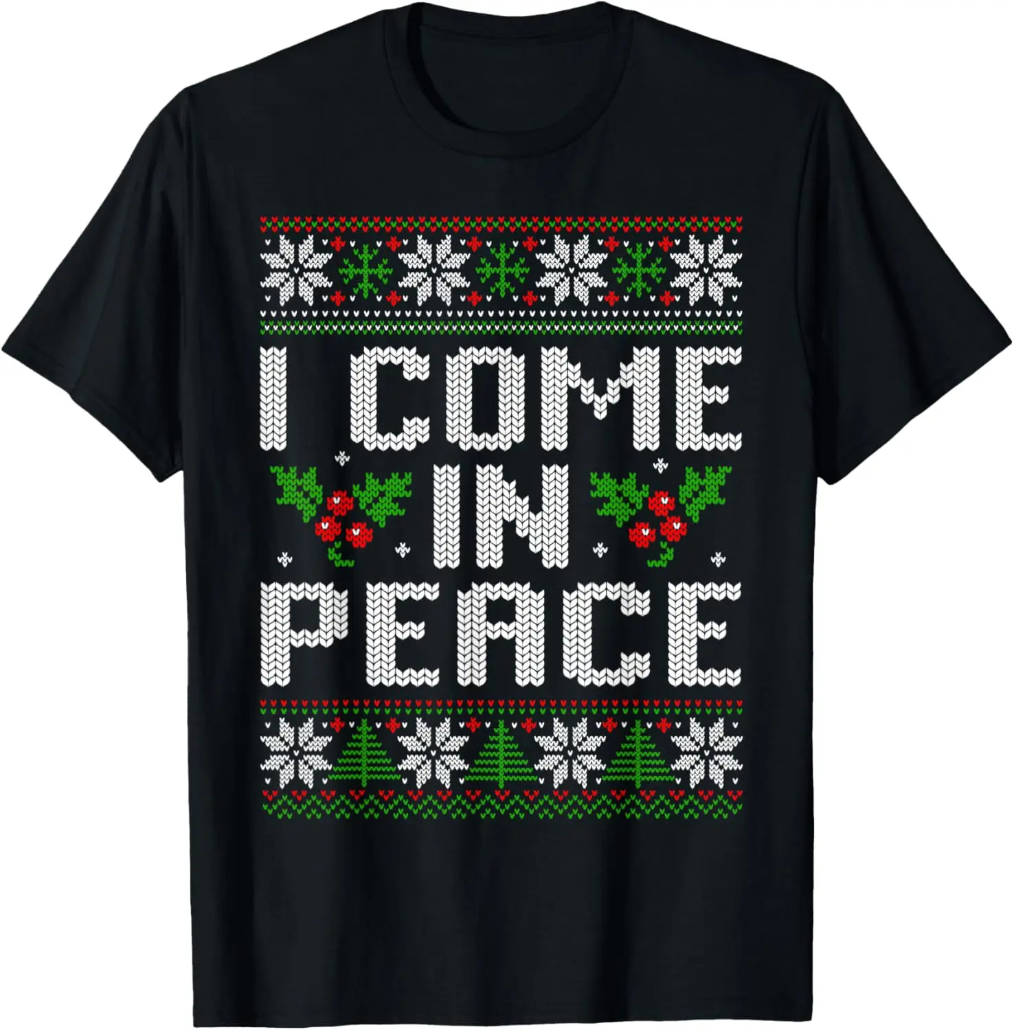 I Come in Peace Couple Matching Ugly Christmas Sweater T-Shirt Harajuku Graphic T Shirts Regular Short Sleeve Casual Style Tops