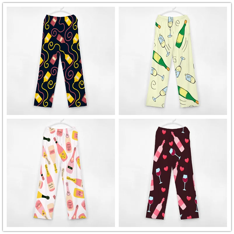 Pantalon de pyjama unisexe à motif de bouteille de vin pour hommes et femmes, pantalon de salon, bas de pyjama de sommeil super doux avec poches, Wstring de proximité