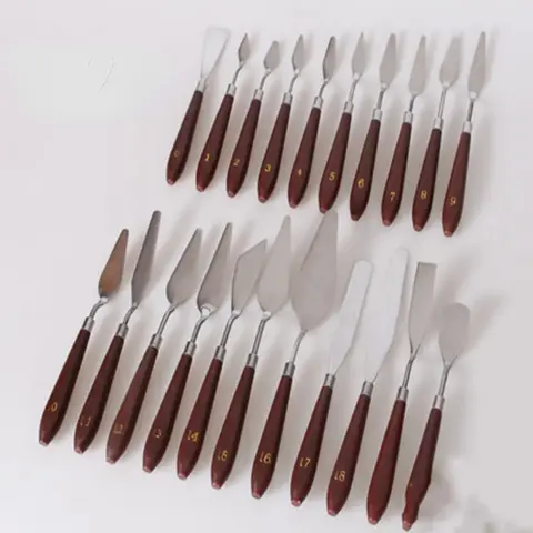 고품질 18 Pcs 유화 칼 세트 유화 스크레이퍼 스테인레스 스틸 팔레트 나이프 그림 도구 미술 용품