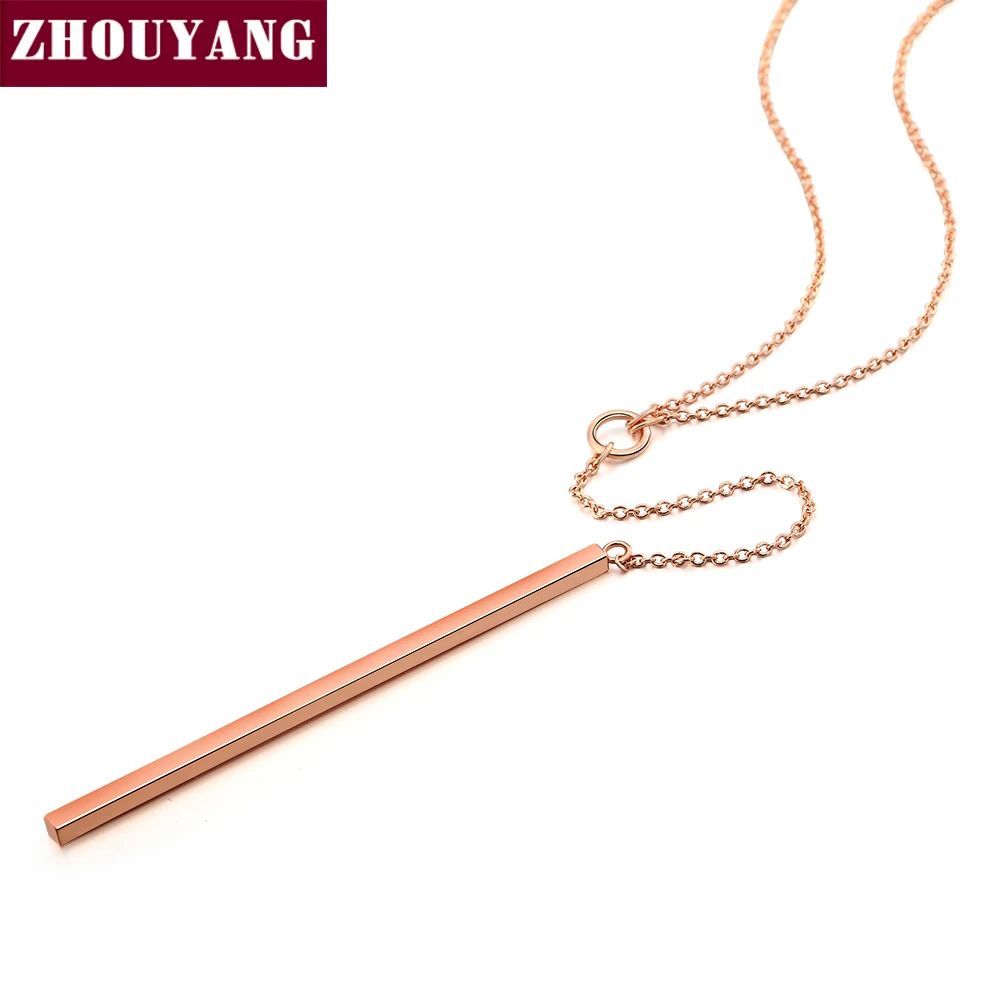 Anti Allergy Hot Sale Y Style Chain Long Necklaces & Pendants Rose Gold Color Fashion Jewelry For Women Colares N601