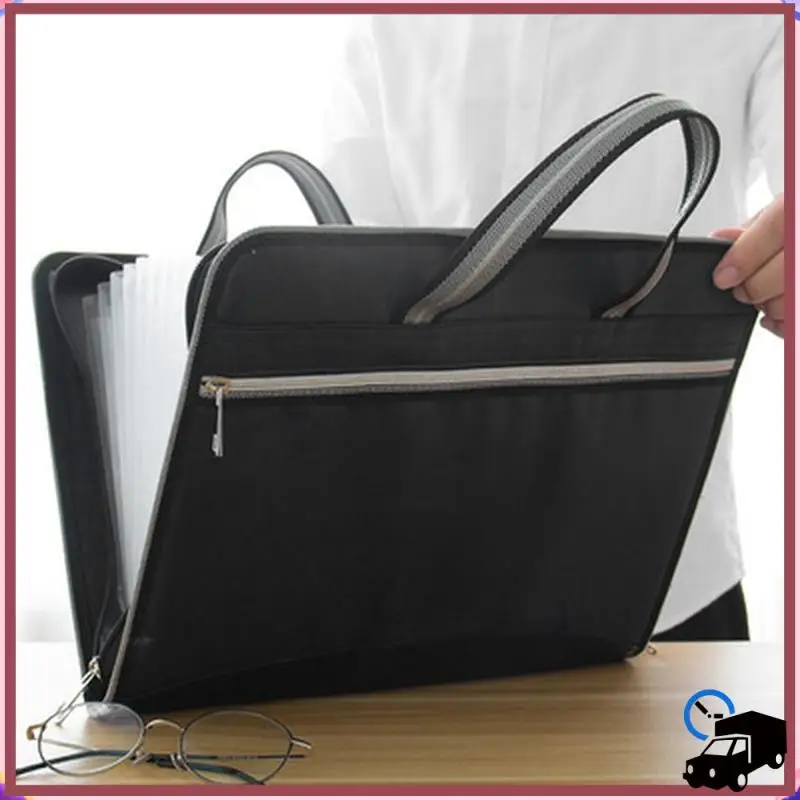 

Efficient 1 Piece Business Zipper Waterproof Insert File Bag 12 Oxford Cloth Organ Bag A4 Paper Folder Capacity Package Black