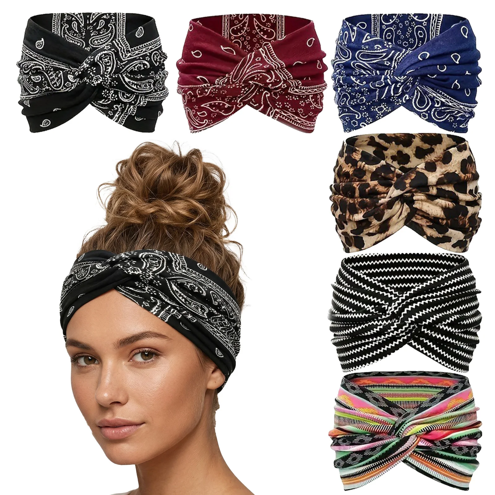 Headbands For Women Fashion Criss Cross Hair Bands Stretch Turban Knot Head Band Yoga Running Sweatband Elastic Headband Stylish