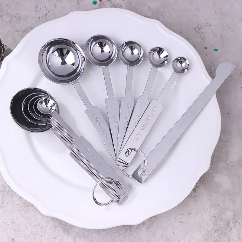 5/6Pcs Measuring Spoons Stackable Kitchen Measuring Spoon Set Stainless Steel Measuring Scoops Set Kitchen Baking Tool