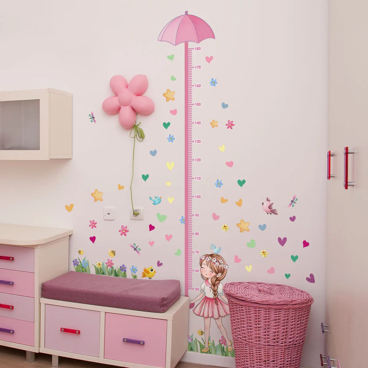 Girl Wall Stickers for Kids Room Height Measure Wall Sticker Height Chart Sticker Girl Kid Room Decor Baby Bedroom Wallpaper