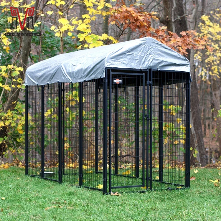 Galvanized Waterproof Animal Run Cage Outdoor Pet Kennel Wire Mesh Fencing Dog Kennel With Roof