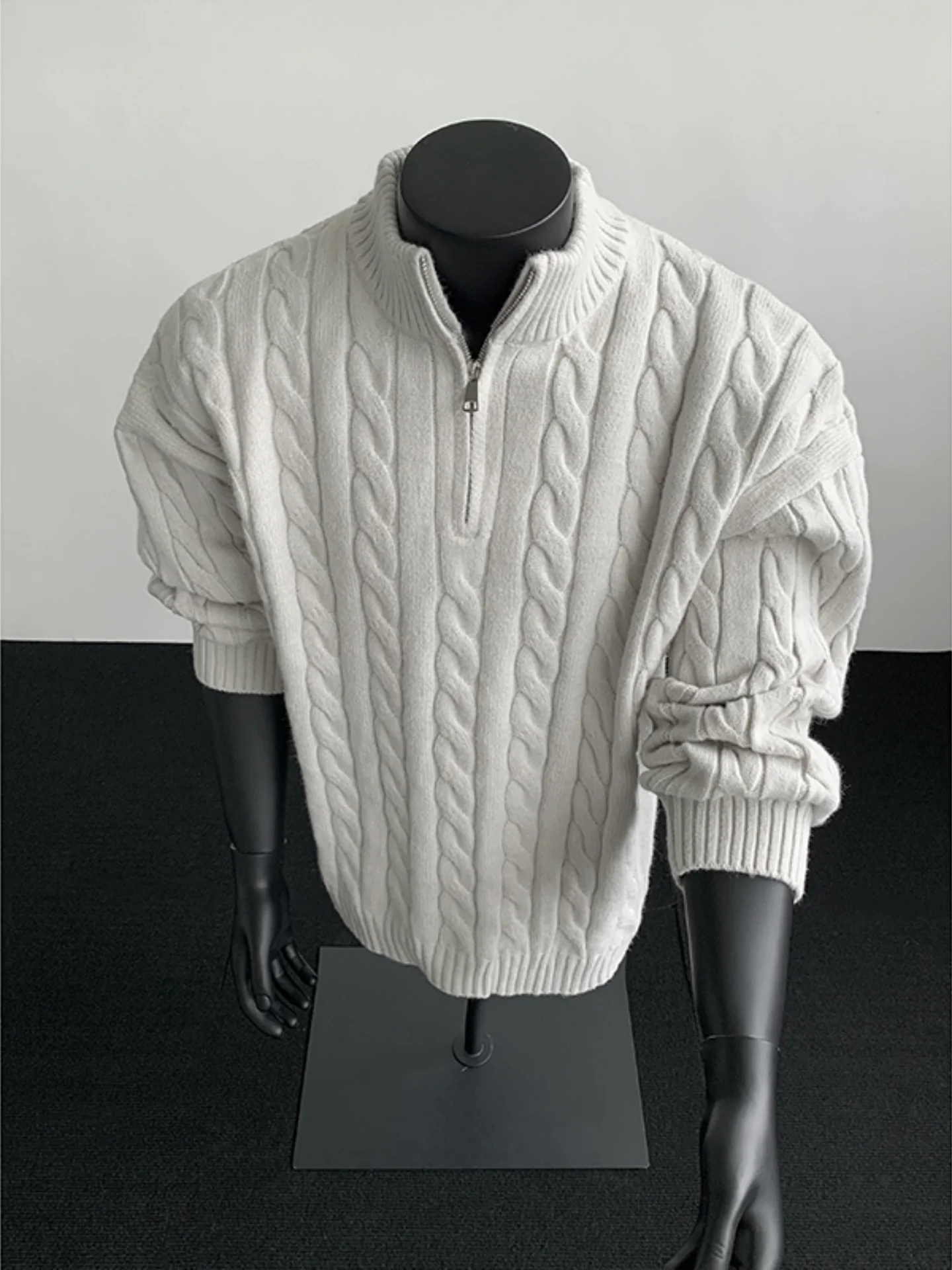 

Men's Knitted Sweater Loose Fit Autumn Winter Casual Sle f Zipper Knitwear Soft Comfortable Fluffy Texture Lazy Sle