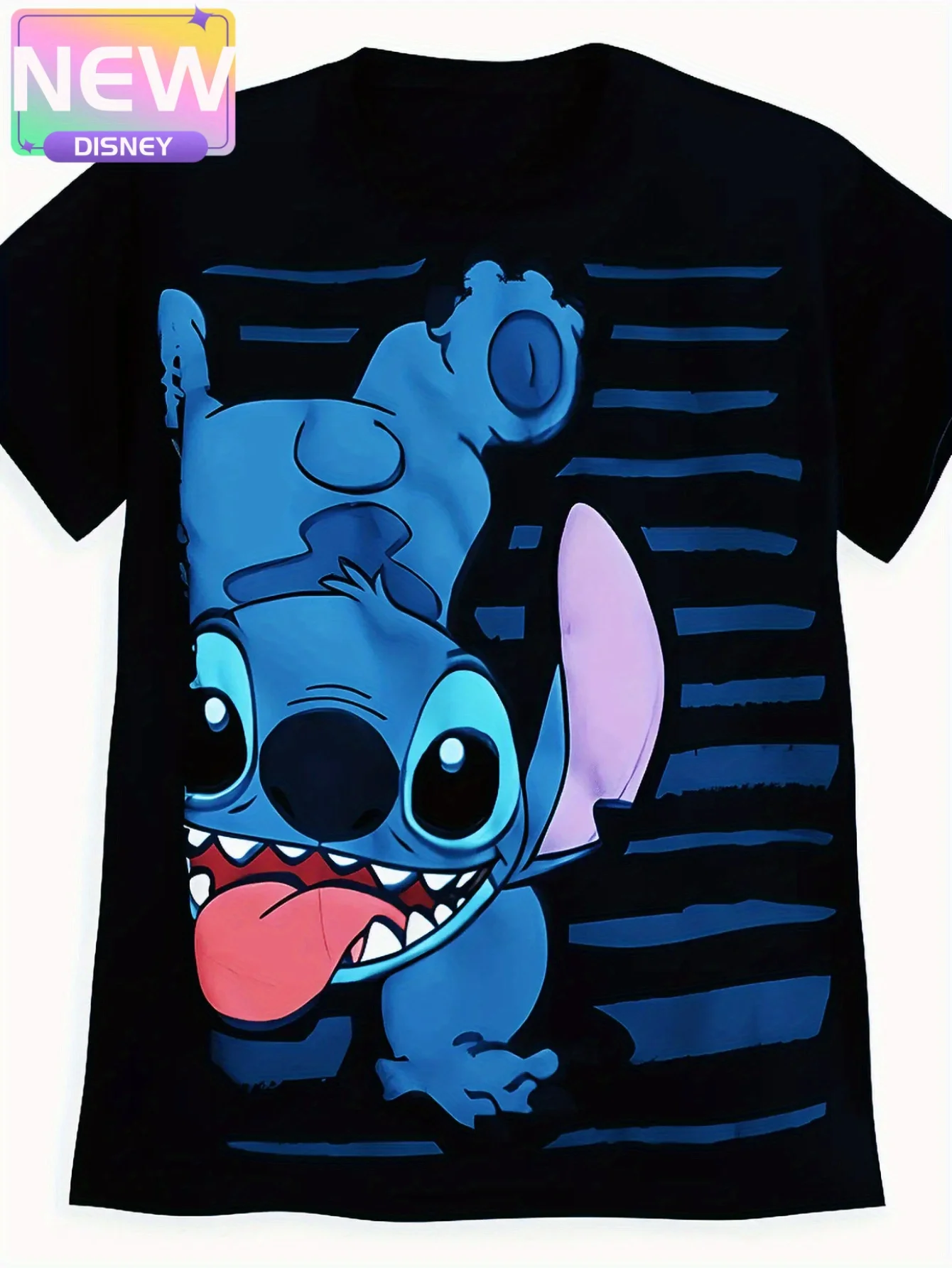 

Disney 2025 Stitch Kids/Adults T-shirt 3D Print Short Sleeve Cartoon Animation Men T Shirt Summer Women Wear New Oversized