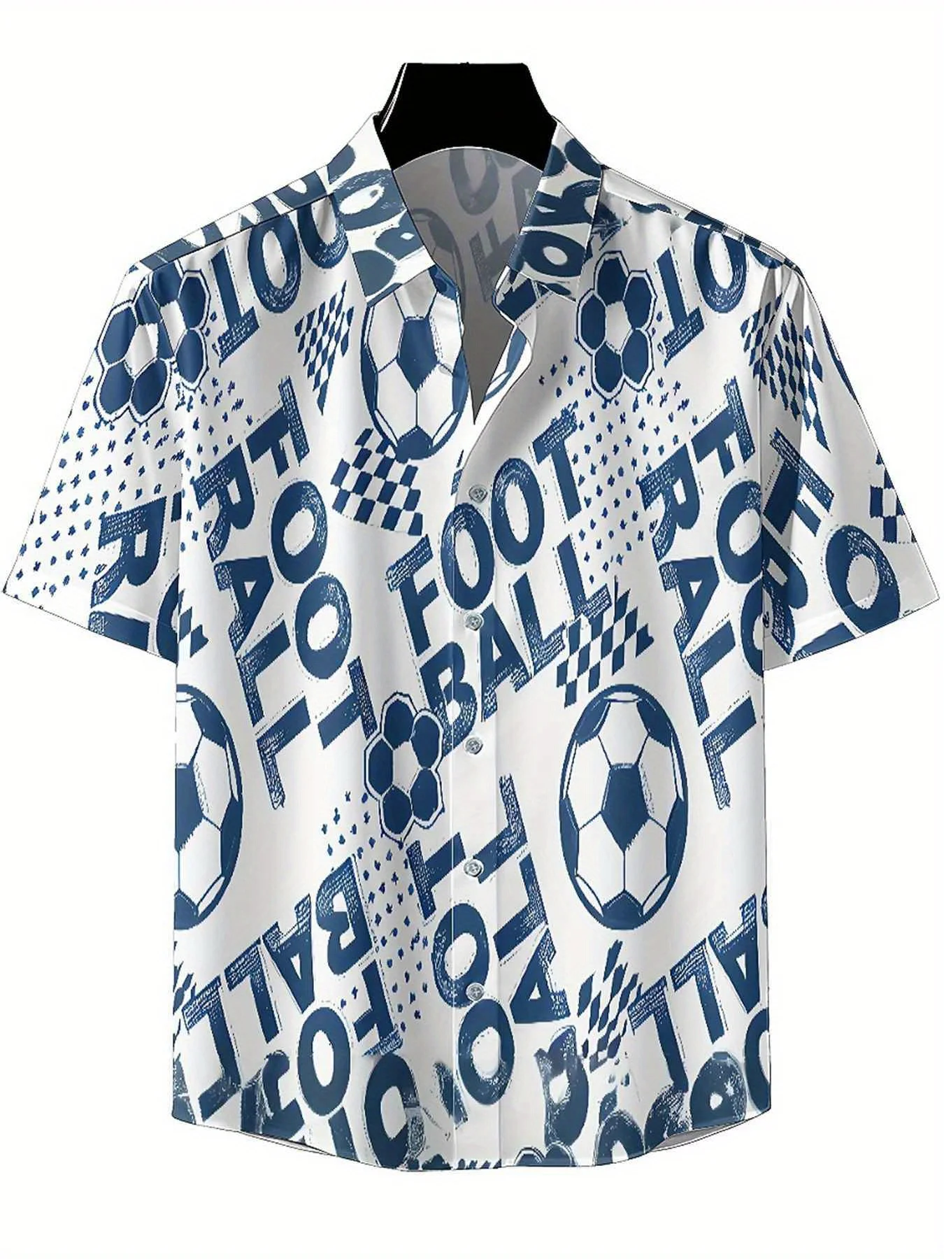 Men's Plus Size Hawaiian Shirts Football Theme pattern, Summer Casual Tops, Suitable for Outdoor and Party, Streetwear
