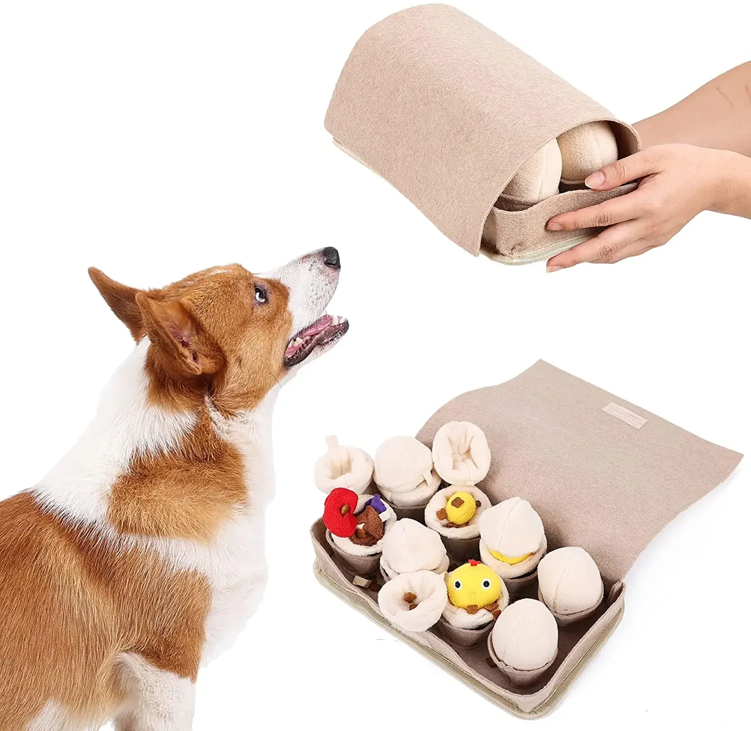 ATUBAN Snuffle Mat for Dogs Slow Feeding Mat Durable Dog Interactive Mat with Squeaky Puzzle Toys Plush Eggs Toys for Nose