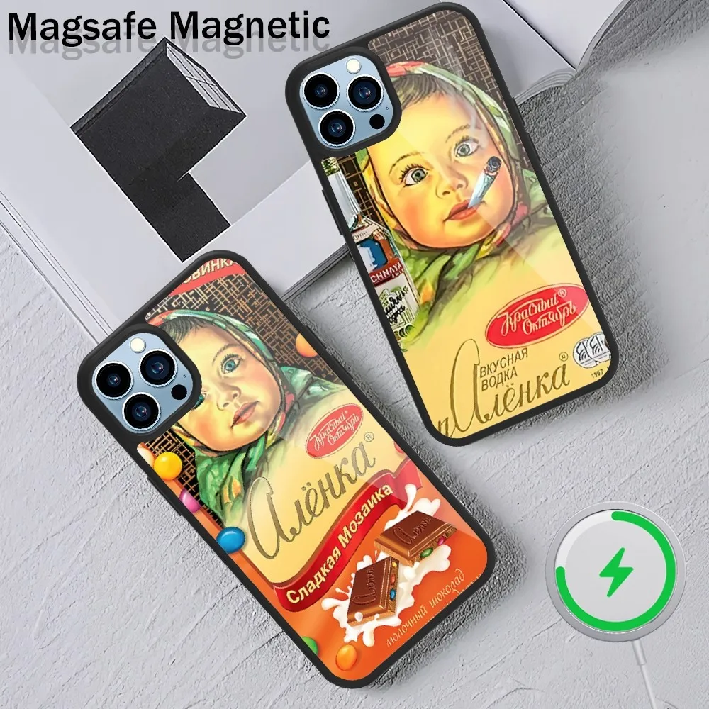 

Russian Chocolate Alenka Phone Case For iPhone 15 14 13 12 11 Plus Pro Max Magsafe Magnetic Wireless Charging