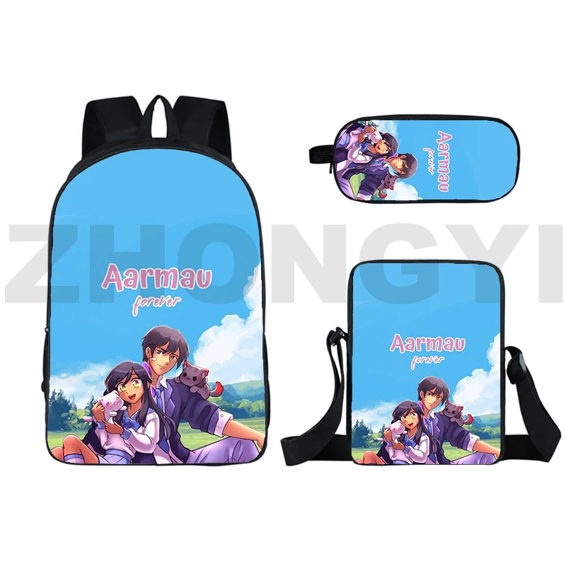 Ransel 3D untuk remaja wanita Kawaii kembali ke sekolah 16 inci Anime 3 buah/Set sebagai tas kucing untuk Gadis bepergian ransel siswa