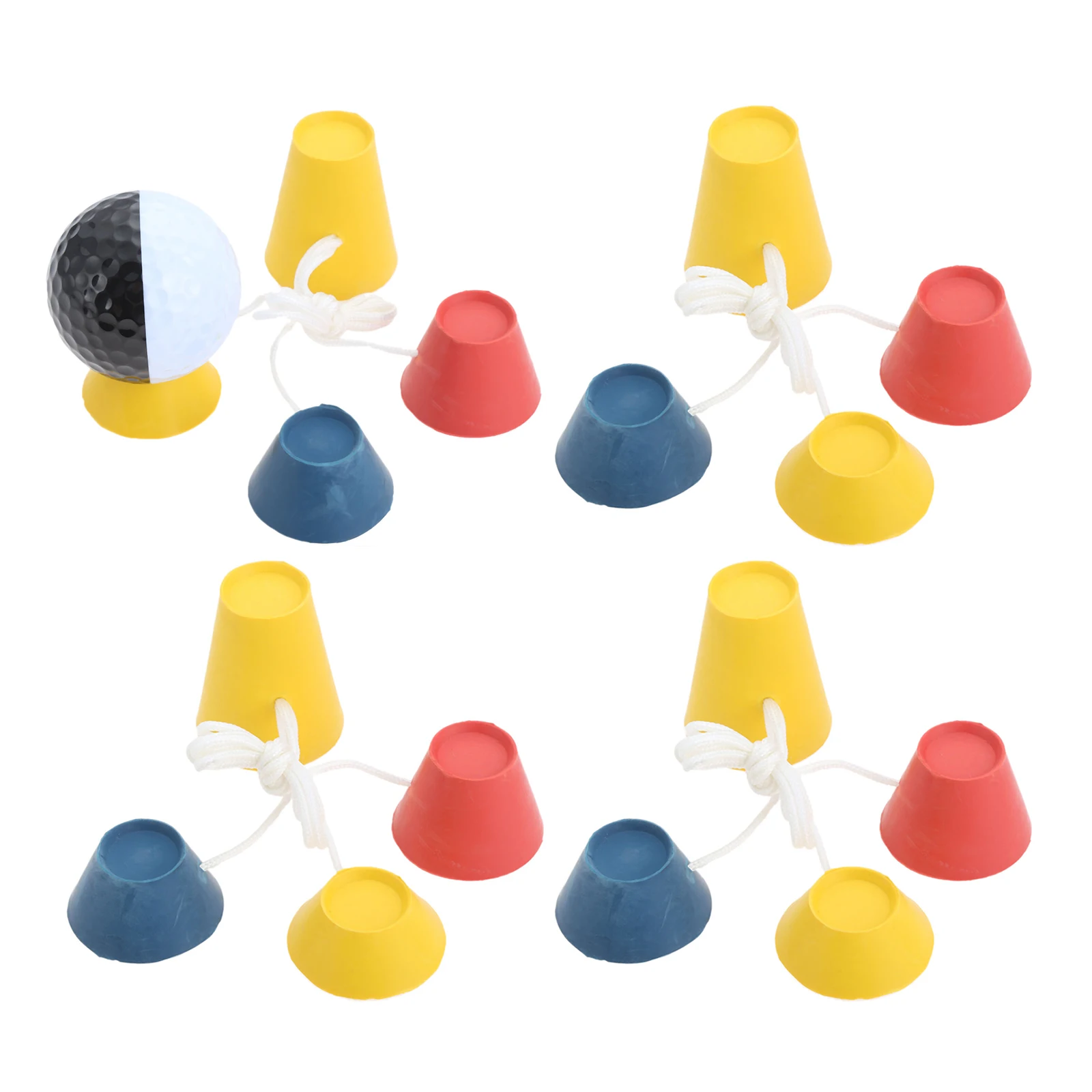 16Pcs Rubber Winter Golf Tees 4 Different Heights 38mm 22mm 18mm 12mm for Hard Ground Home Driving Range Mat Training Practice