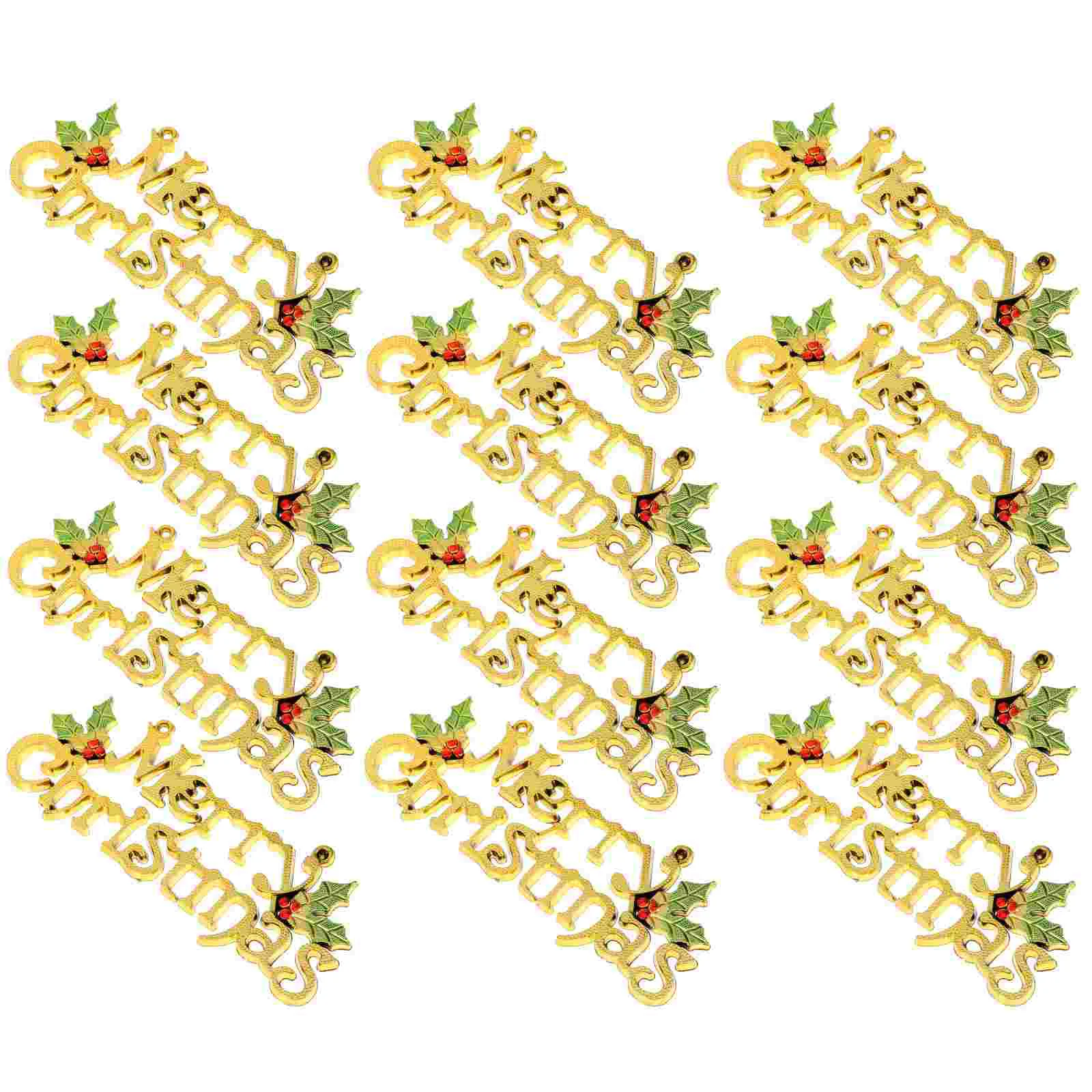 12 Pcs Christmas Letter Door Retro Decor Sign Tag Mini Pendant Adornment Plastic Xmas Supply