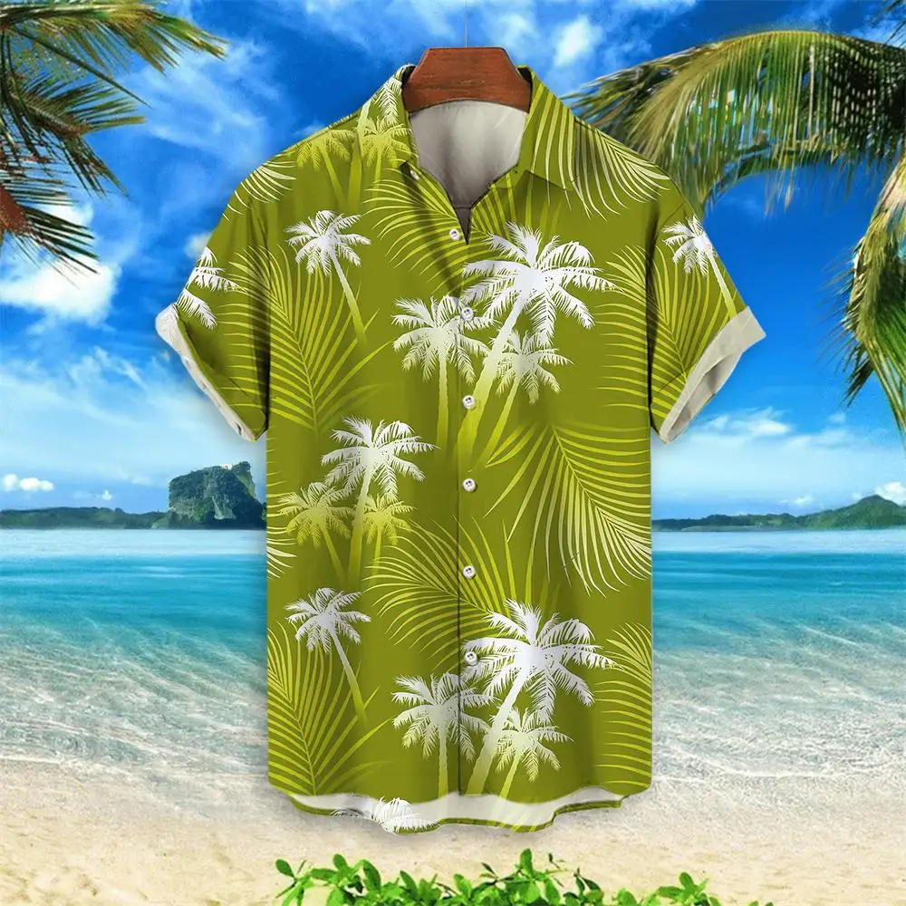 2024 Kokospalm Hawaiiaans Shirt Feest Zomer Heren Kleding Top Tshirt Heren Shirts Casual Shirt Voor Heren Korte Mouwen Mode