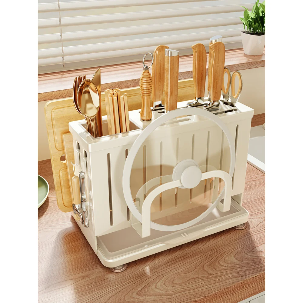 Kitchen knife holder, chopsticks cage storage rack, household multifunctional integrated storage rack