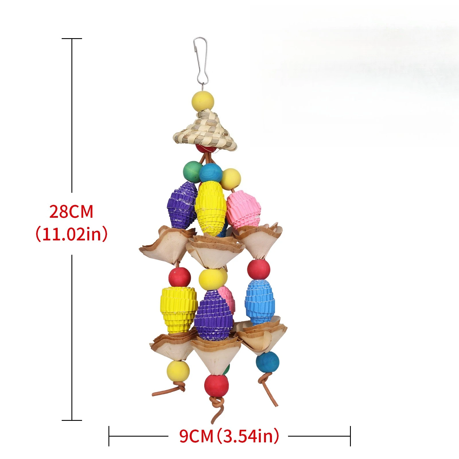 Vogel Spielzeug Strohhut Rattan Ball Bunte Papier Obst Nagen Kauen Linderung Langeweile Vogelkäfig Dekoration Kleine Papagei Spielzeug – Detail 6
