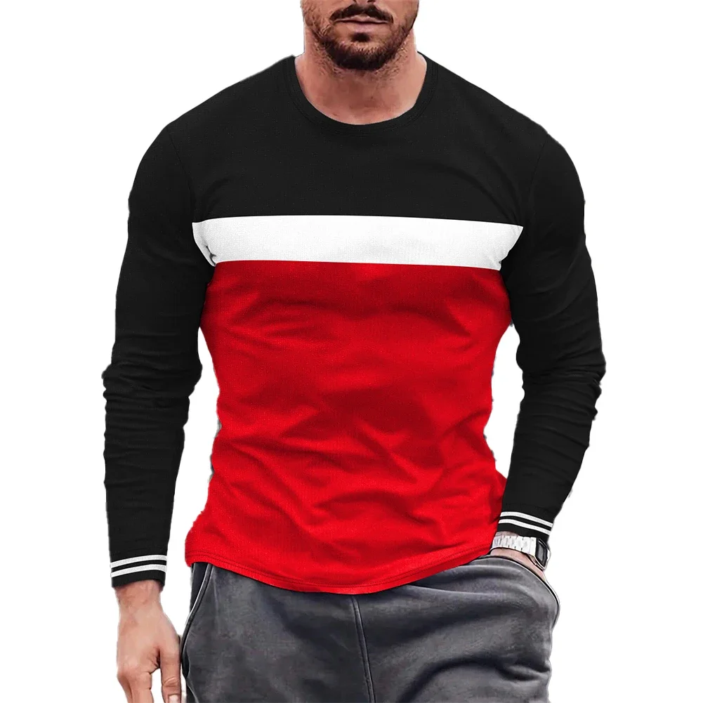 Mens Splicing Slim Long Sleeve T-shirt Undershirt Blouse Muscle Activewear Top