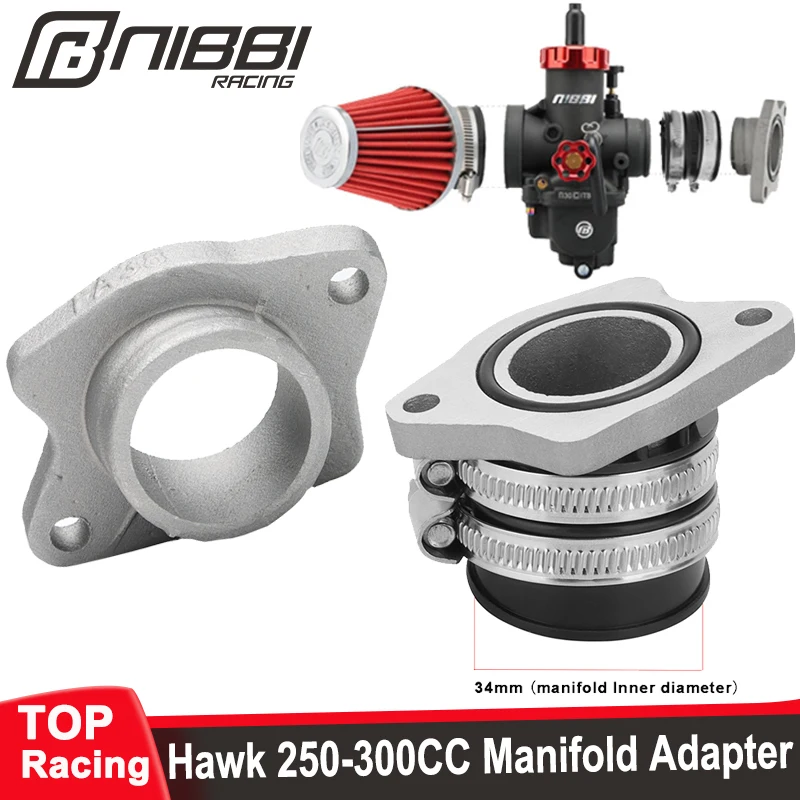 

NIBBI Motorcycle Hawk 250CC-300CC Engine CNC Intake Manifold Adapter PE28/30mm Carburetor Connect Manifold for Hawk Pitbike