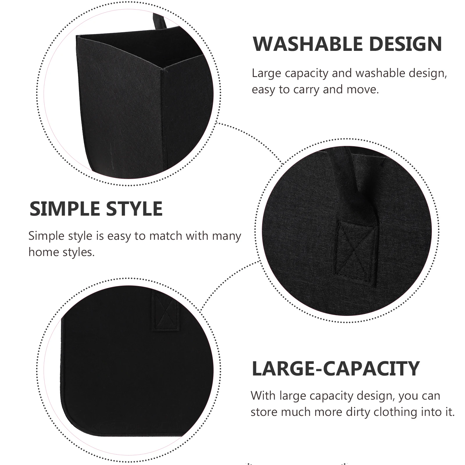 

1Pcs Storage Bag Large Capacity Folding Household Laundry Pouch Portable Sundry Carrying Organizer Easy Handle Felt Tote