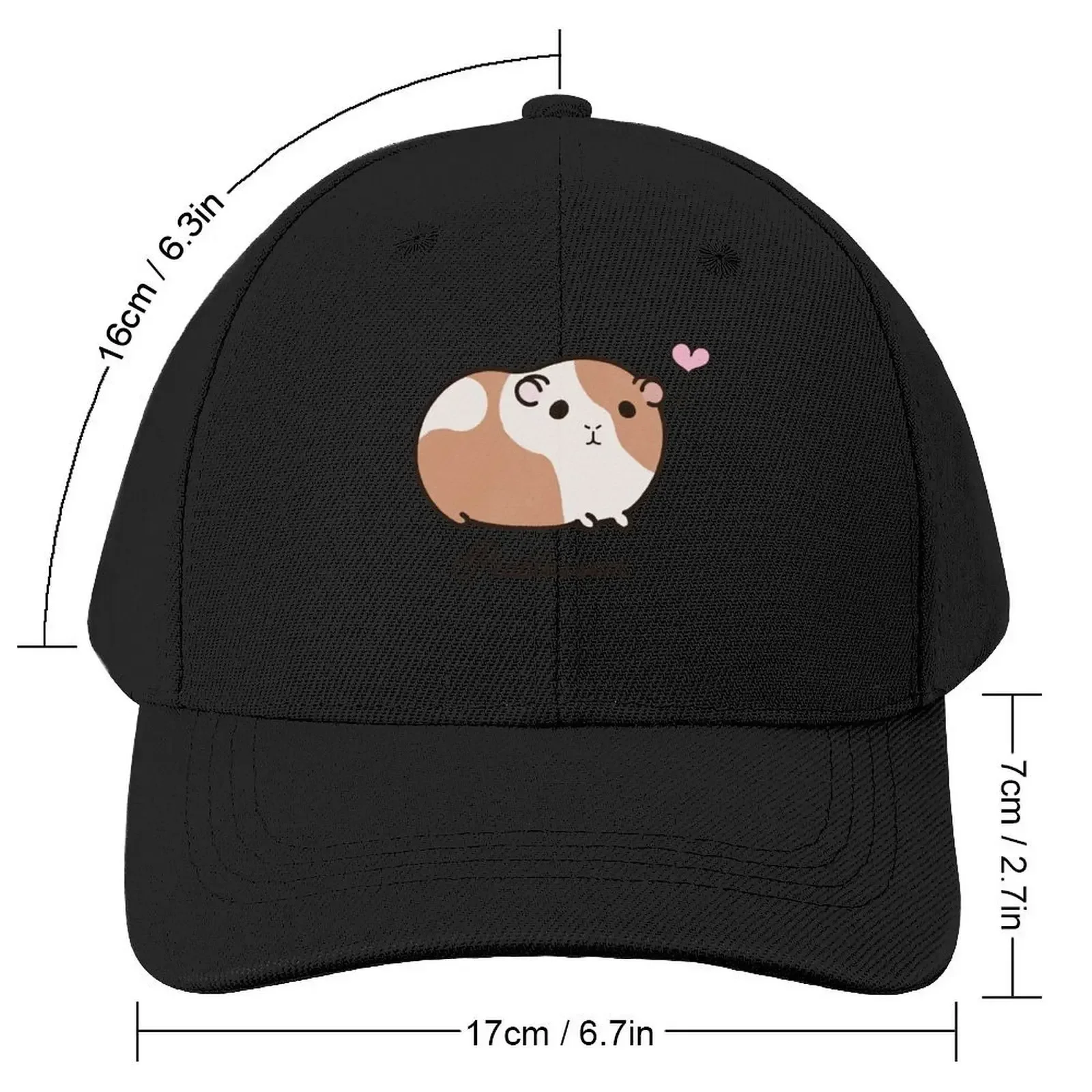 Peablossom the Guinea Pig - Cute Piggie with a Heart Baseball Cap Snapback Cap funny hat Mens Caps Women's