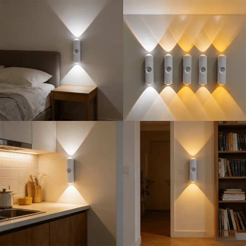 1~6Pcs Smart Motion Sensor Night Light Wall Lamp USB Rechargeable Dimmable Bedside Night Light for Bedroom Corridor Staircase