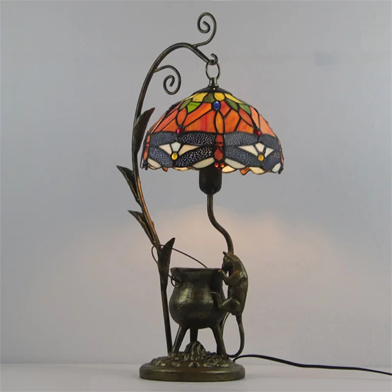 ANITA Tiffany Glass Table Lamp LED Modern Creative Design Novelty Desk Light For Decor Home Living Room Hotel Bedside