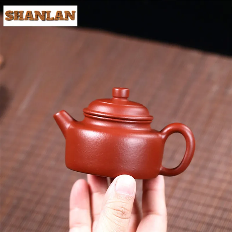 110ml Classic Yixing Purple Clay Teapot Handmade Sketch Dezhong Pot Raw Ore Dahongpao Mud Tea Brewing Kettle Zisha Tea Set Tea