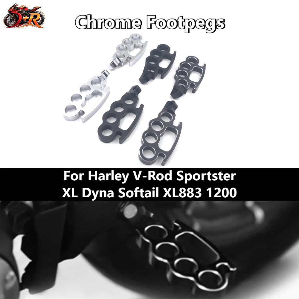 

Chrome Footpegs For Harley V-Rod Sportster XL Dyna Softail XL883 1200 Flying Knuckle Foot Pegs Control Footrests Custom Pedal