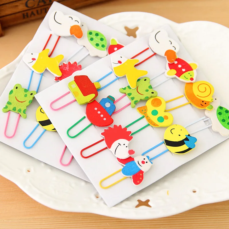 10pcs Fashion Metal Cartoon Paper Clips Student Bookmark Stationery Gift School Office Supply Business Bill File Hold