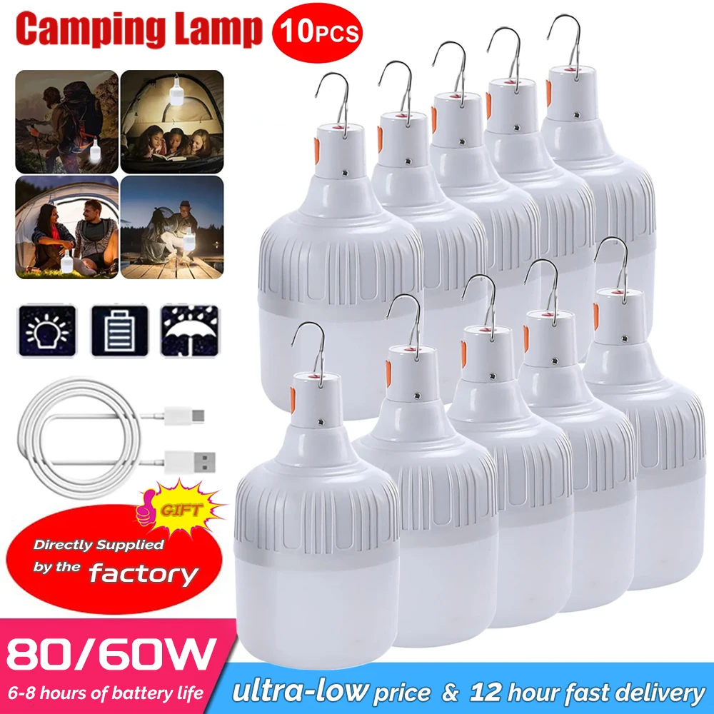 Portable Camping Lights Rechargeable lamp Led Light Lantern Emergency Bulb High Power Tents Lighting Flashlight Equipment Bulb