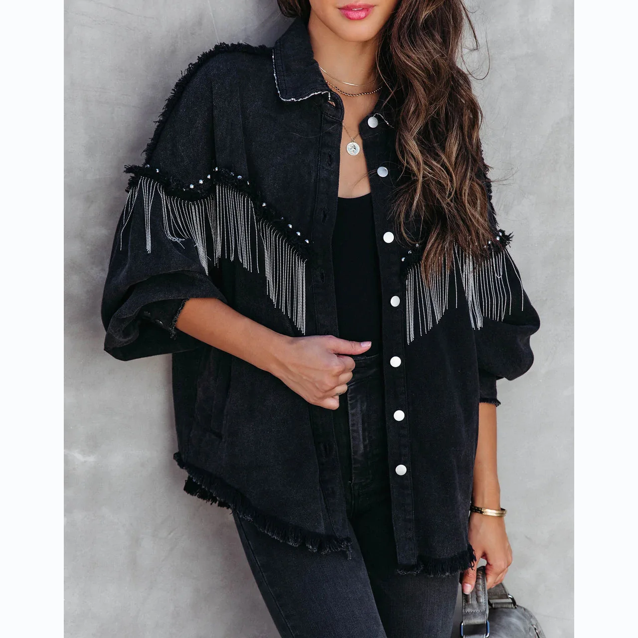 

Heavy Industry Ins Wind Chain Rivet Street Fashion Single breasted Coat