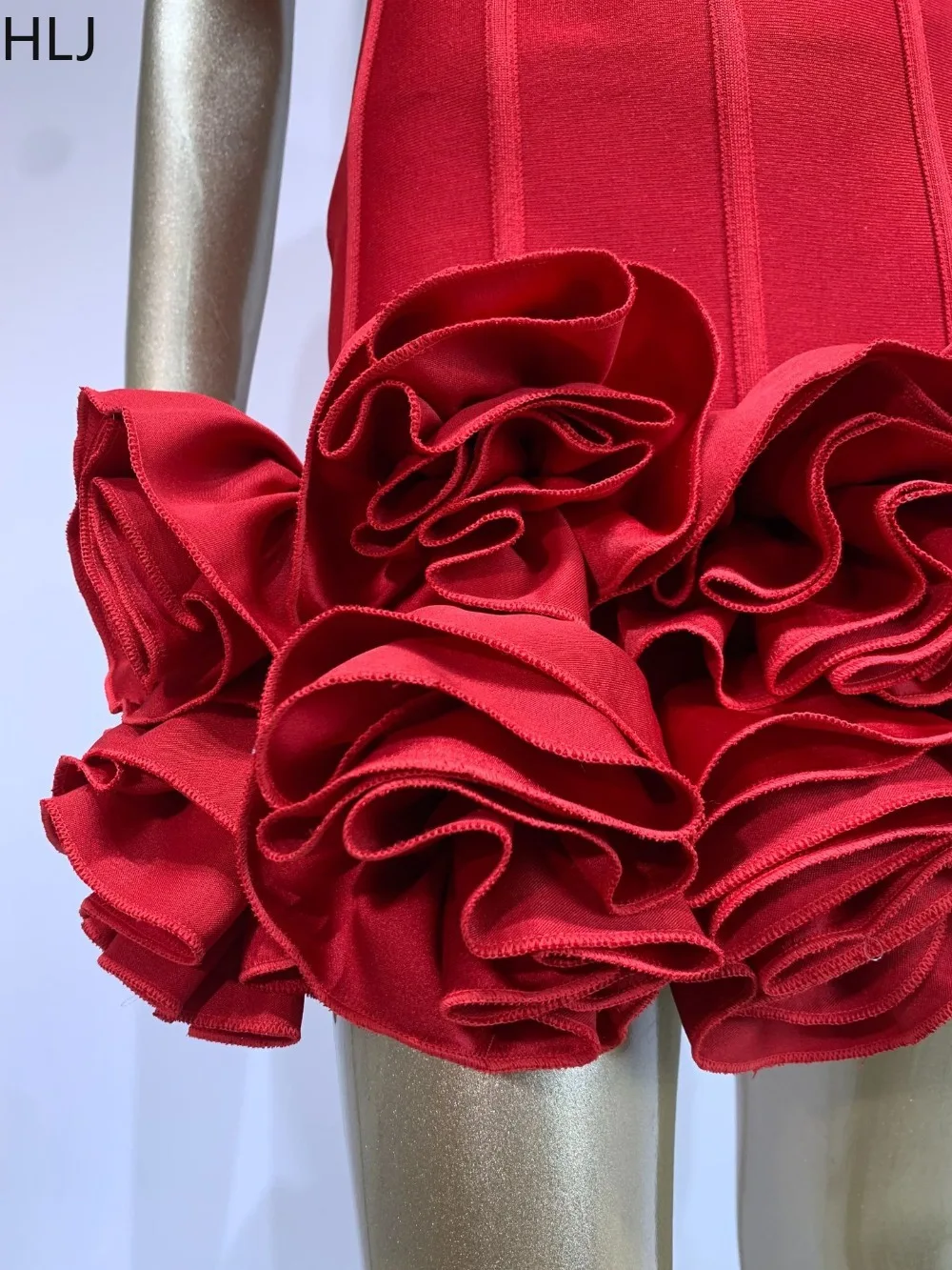 HLJ-vestido Floral de lujo para mujer, minivestido de fiesta de noche con hombros descubiertos, sin mangas, Espalda descubierta, ajustado, Sexy, para discoteca