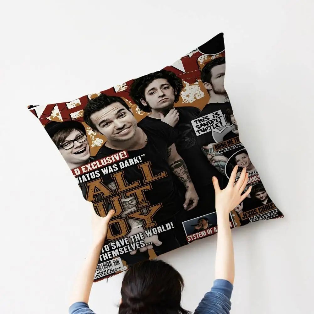 روك باند F-الخريف O-Out Boy أنيمي صورة شخصية نص المنزل وسائد للديكور الهدايا المنزلية 45x45 سنتيمتر #6