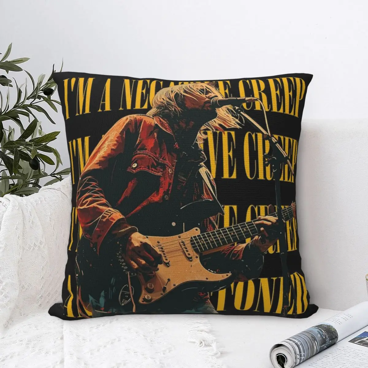 Kurt Cobain federa stampa fodera per cuscino in poliestere decorazione fodera per cuscino da tiro Home Square 45x45cm