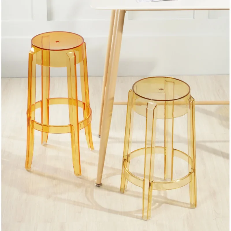 Clear Acrylic High Stool Modern Simple Bar Chair Available in 5 Colors Transparent Design Furniture Stylish Minimalist Seating