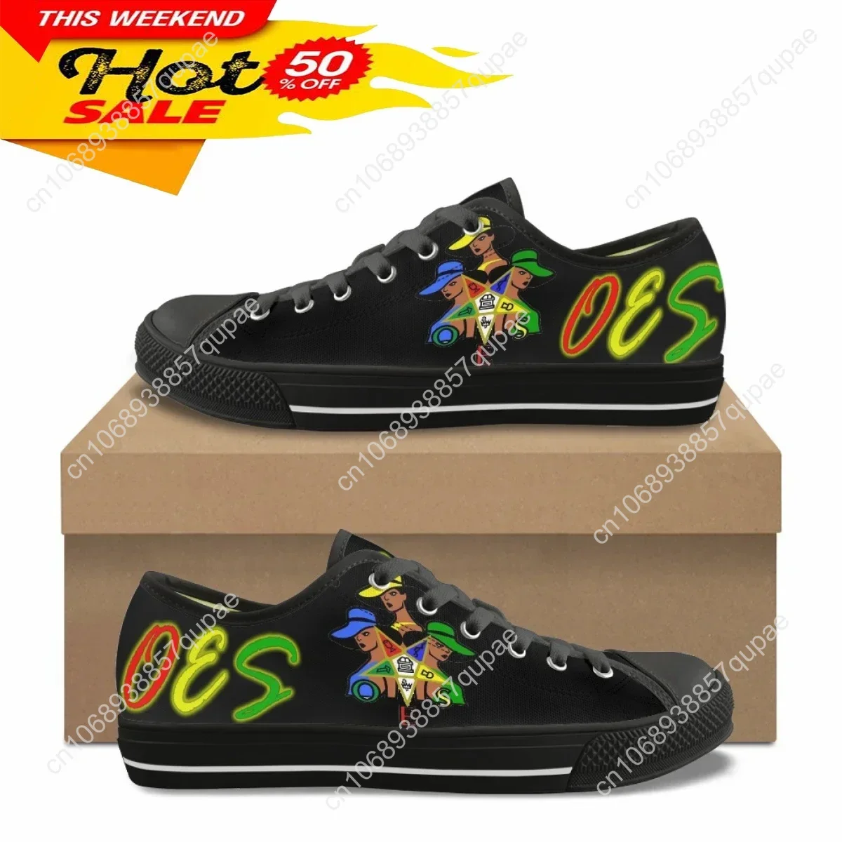 

Summer Comfortable Low Top Canvas Shoes For Ladies New Hot Order Of The Eastern Star Print OES Casual Vulcanized Sole Sneakers