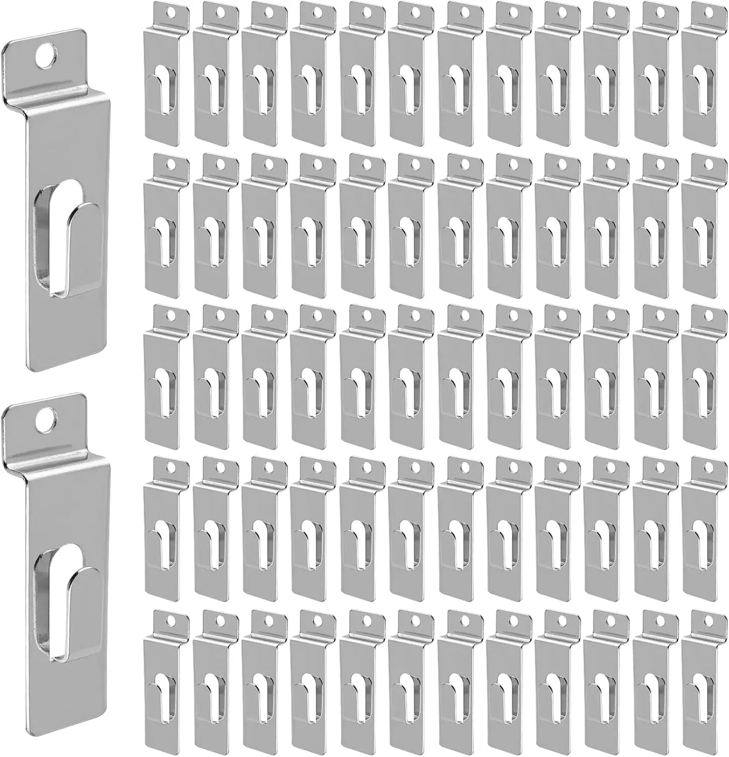 

100 Pack Utility Notch Hook, Metal Slatwall Picture Hanger, Silver Gridwall Utility Hooks Display Wall Hook for Photo Frame Pain