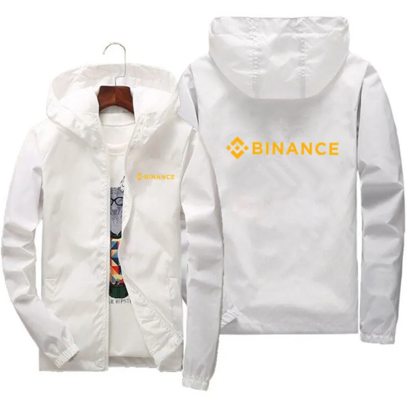 Spring Summer New Men\'s Jacket BINANCE Coat Simple Solid Baseball Neck Zipper Windbreaker Coat Cycling Coat