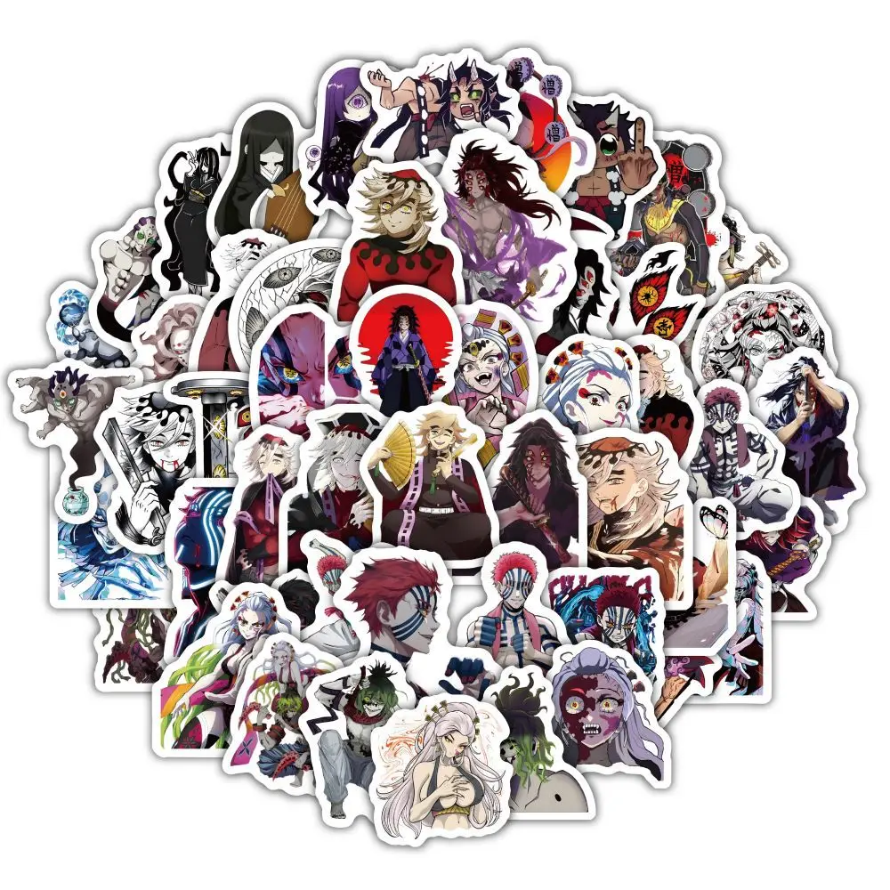 60Pcs Anime Ghost Month Cartoon Cool Stickers Akaza Kokushibo Waterproof Decoration Laptop Guitar Skateboard Children's Toy Gift