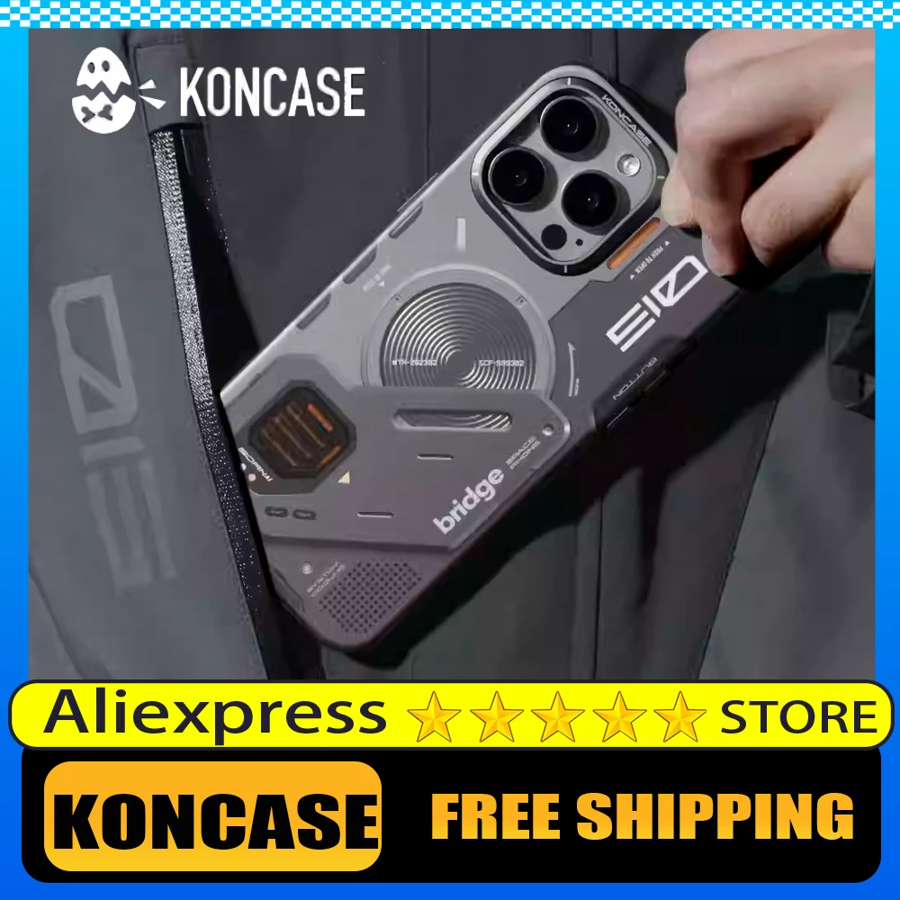 Koncase Magsafe Magnetic Phone Case Wireless Charge Tpu Cyberpunk Anti-Drop Phone Covers Matte Shockproof For iPhone 15 Pro Max