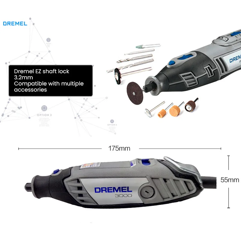 Moedor elétrico multifuncional profissional, kit de ferramentas rotativas ajustável, caneta gravadora, sem fio, Dremel 3000, 6 engrenagens